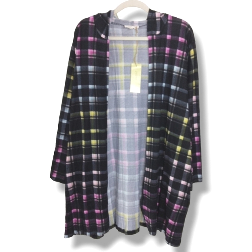 NWT Paper + Tee Knit Cardigan in Plaid Multi